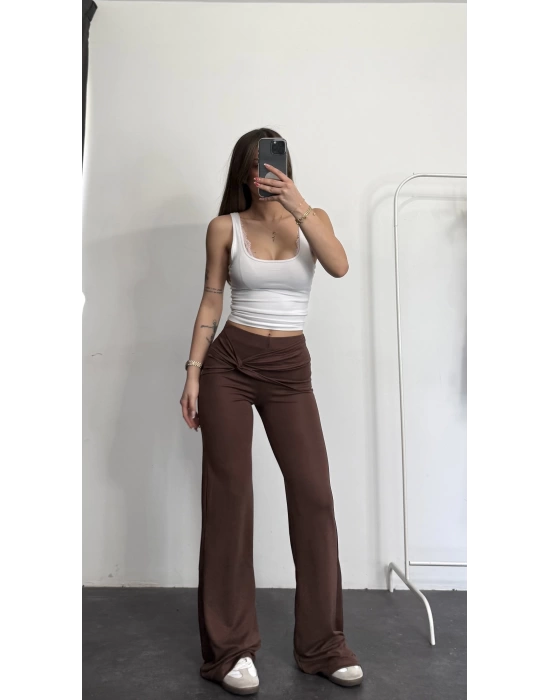 Olivia Kemer Detay Pantolon - Kahve