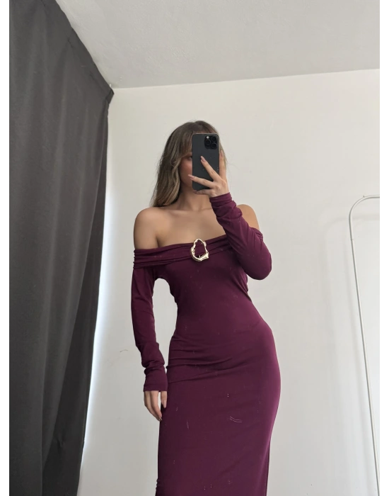 Oria Tokalı Madonna Elbise - Bordo