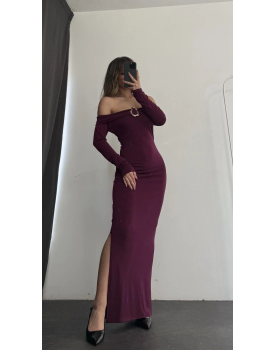 Oria Tokalı Madonna Elbise - Bordo