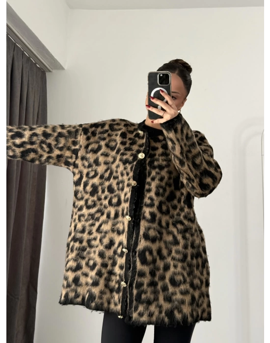 Oversize Leopar Hırka