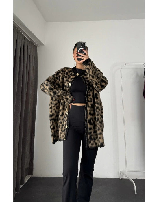 Oversize Leopar Hırka