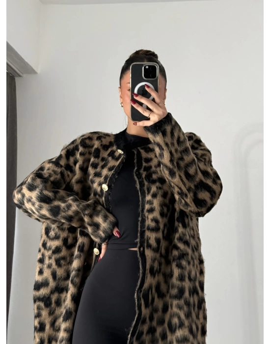 Oversize Leopar Hırka