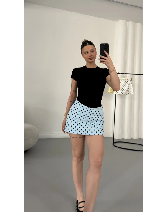 Pamela Puantiyeli Etek - Bebe Mavi