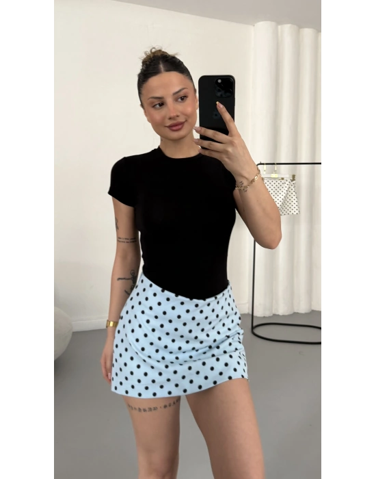 Pamela Puantiyeli Etek - Bebe Mavi