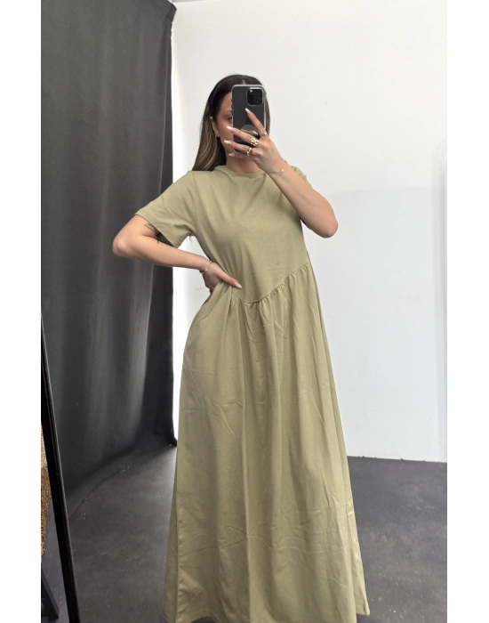 Oversize Pennie Elbise - Haki