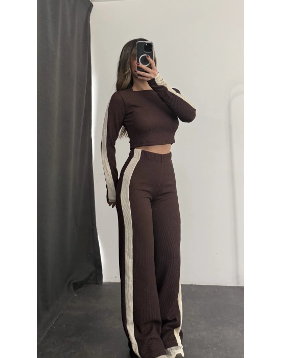 Penny Şeritli Takım - Kahve
