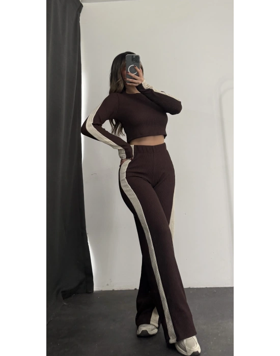 Penny Şeritli Takım - Kahve