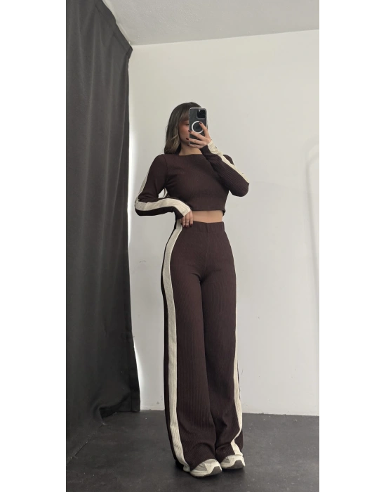 Penny Şeritli Takım - Kahve