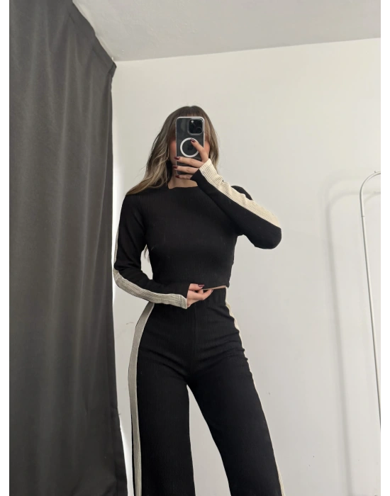 Penny Şeritli Takım - Siyah