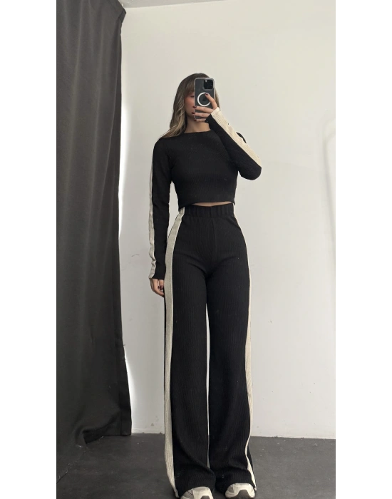 Penny Şeritli Takım - Siyah