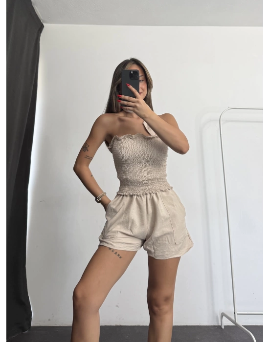 Peony Şortlu Takım - Bej