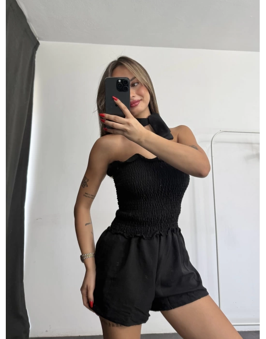 Peony Şortlu Takım - Siyah