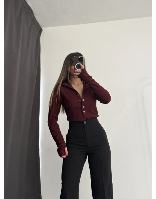 Petra Çıtçıt Detay Bluz - Bordo