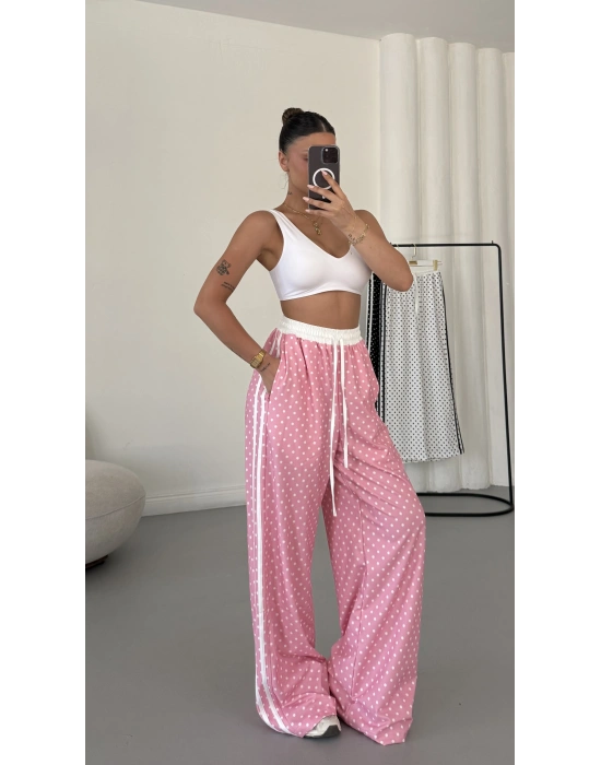 Puantiyeli Salaş Eşofman - Pembe