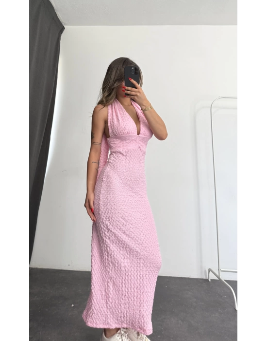 Pure Bürümcük Elbise - Pembe