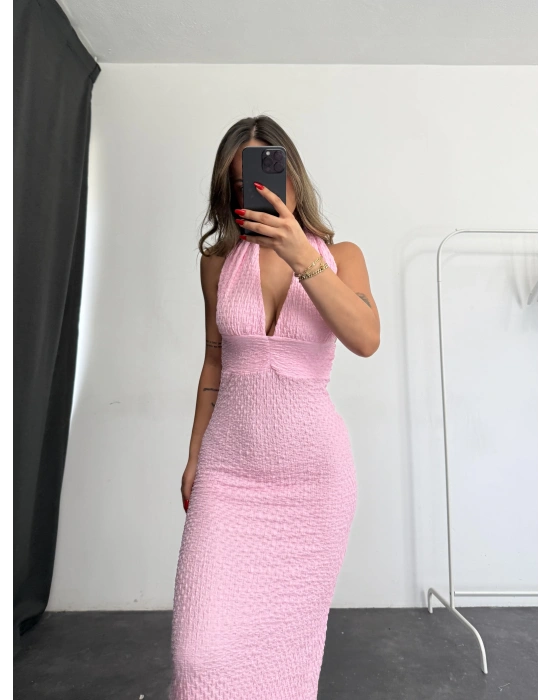 Pure Bürümcük Elbise - Pembe