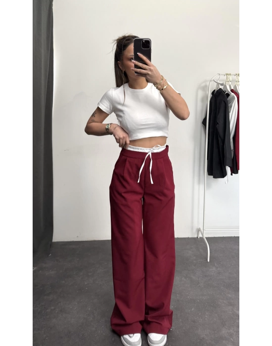 Rave Bel Detay Pantolon - Bordo