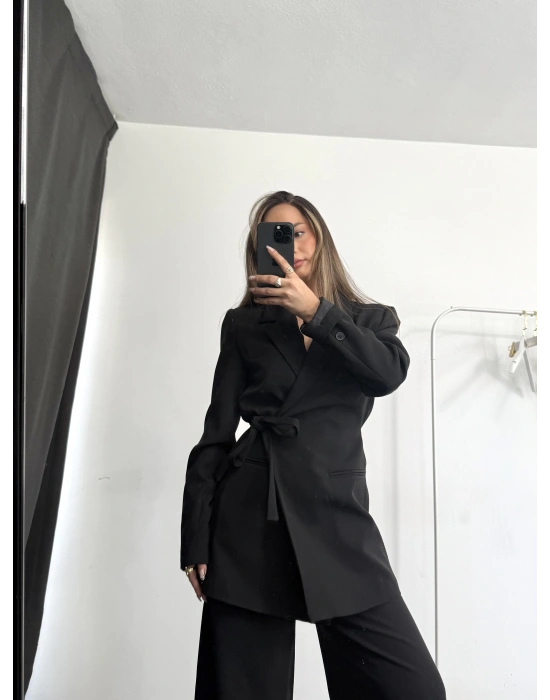 Renny Bağlamalı Blazer Takım - Siyah