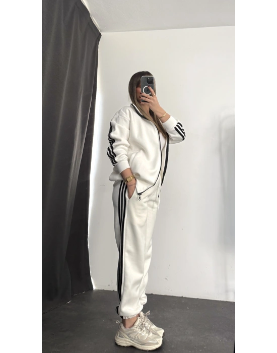 Riley Lastikli Eşofman Takım - Beyaz