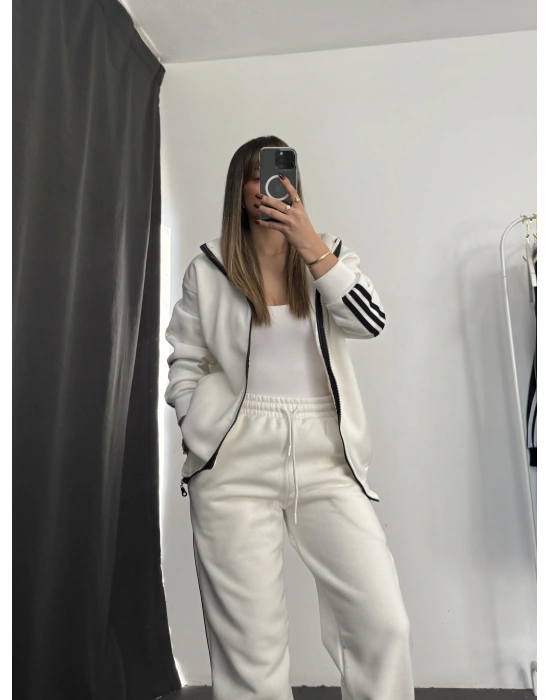 Riley Lastikli Eşofman Takım - Beyaz