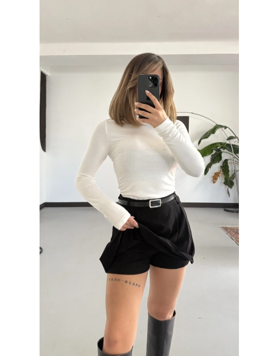 Rita Ön Pileli Şort Etek - Siyah