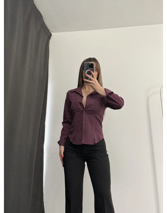 Rita Pensli Gömlek - Bordo