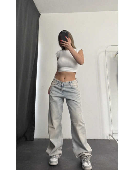 Riva Baggy Jean - Sarı Yıkamalı