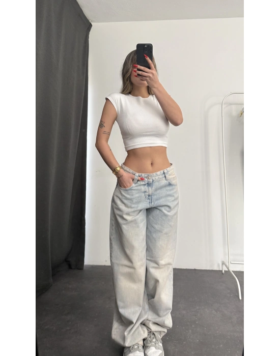 Riva Baggy Jean - Sarı Yıkamalı