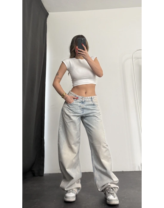 Riva Baggy Jean - Sarı Yıkamalı