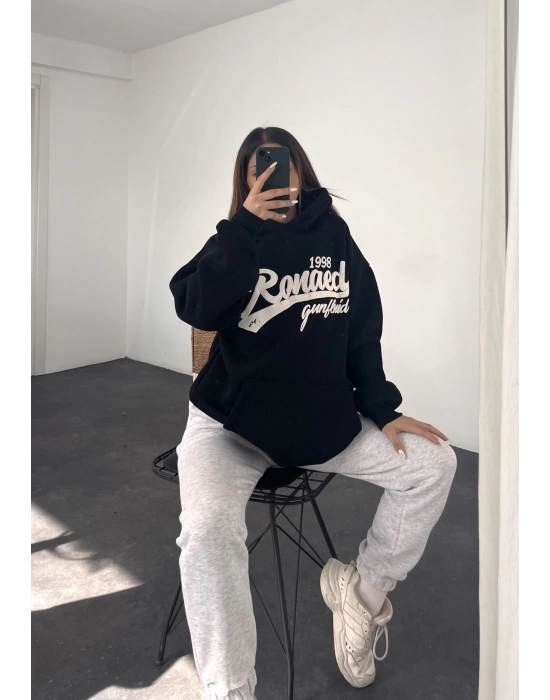 Ronaed Şardonlu Sweatshirt-Siyah