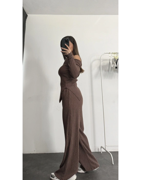 Rose Asimetrik Takım - Kahve