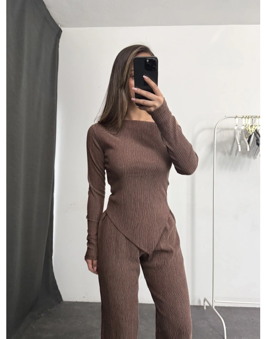 Rose Asimetrik Takım - Kahve