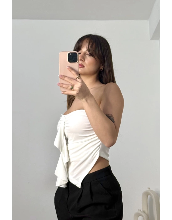 Rose Straplez Crop - Beyaz