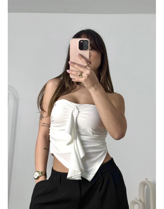 Rose Straplez Crop - Beyaz
