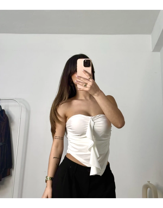 Rose Straplez Crop - Beyaz