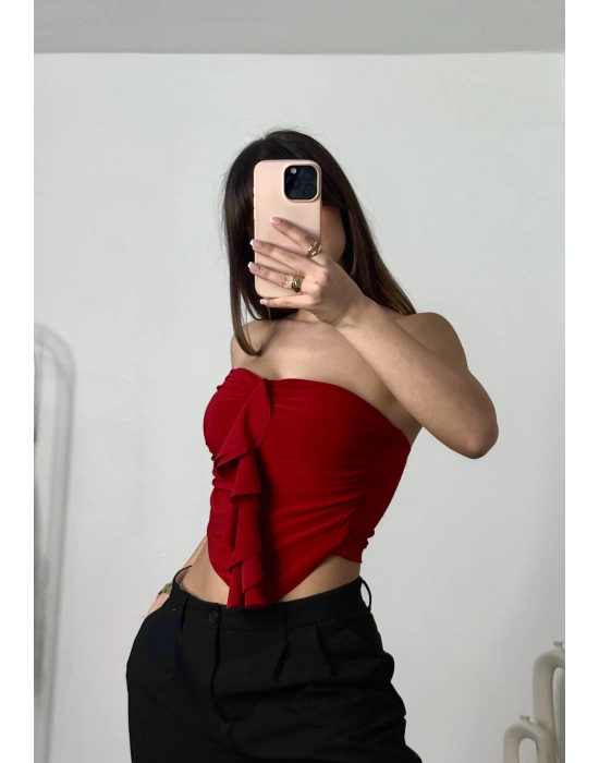 Rose Straplez Crop - Bordo