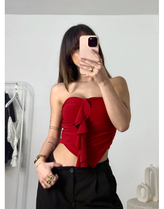 Rose Straplez Crop - Bordo