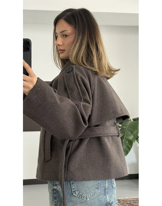 Rosita Dik Yaka Kaşe Kaban - Kahve