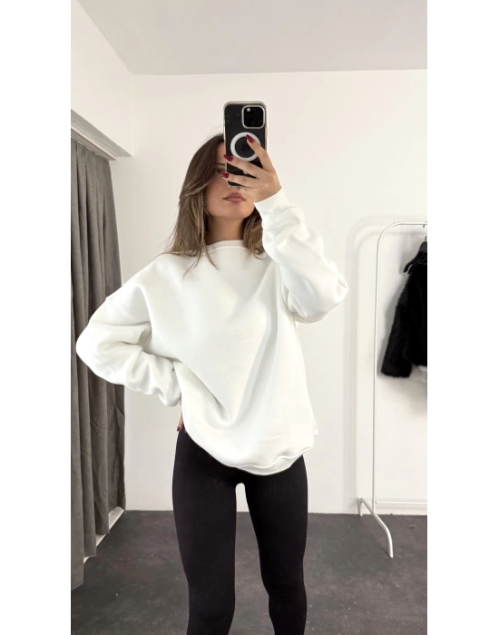 Rubi Bisiklet Yaka Sweatshirt - Beyaz