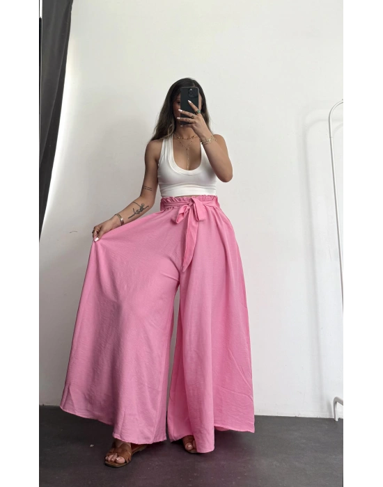 Salaş Keten Pantolon - Pembe