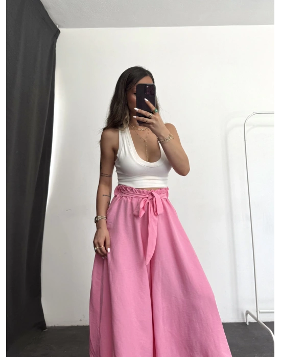 Salaş Keten Pantolon - Pembe