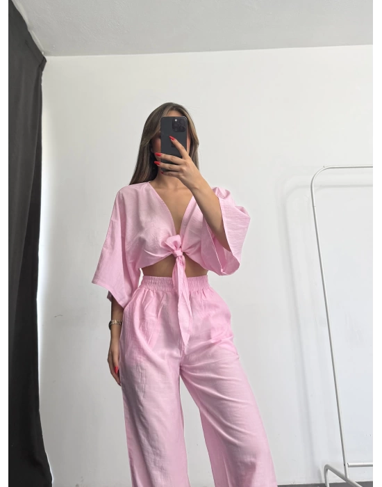 Sally Bağlamalı Takım - Pembe