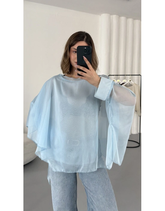 Sally Transparan Bluz - Bebe Mavi