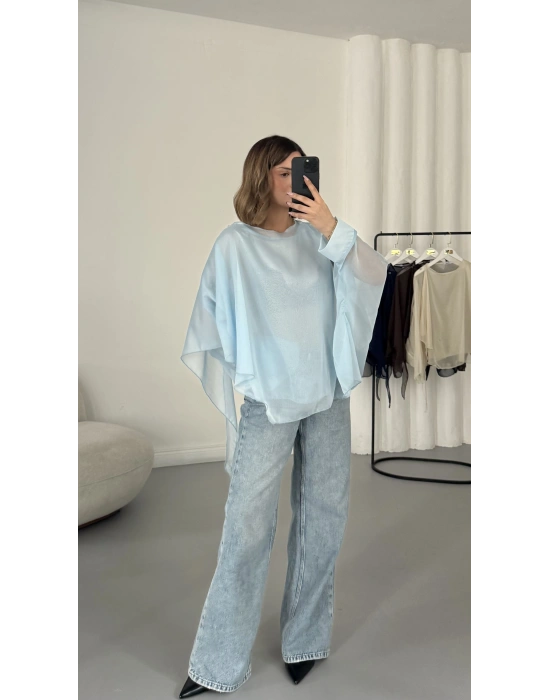 Sally Transparan Bluz - Bebe Mavi