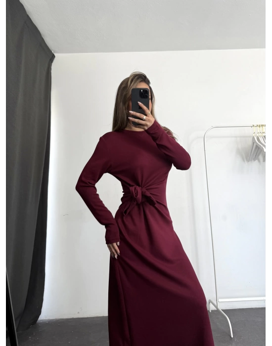 Sanja Bağlamalı Elbise - Bordo