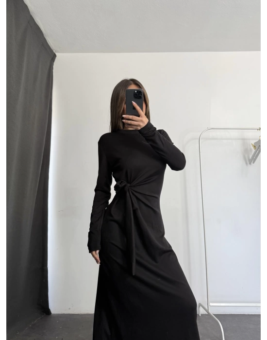 Sanja Bağlamalı Elbise - Siyah