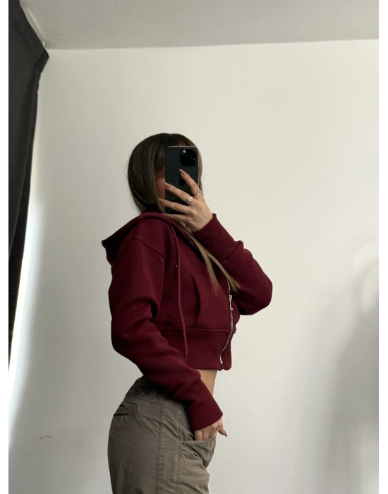 Sera Basic Şardonlu Hırka - Bordo