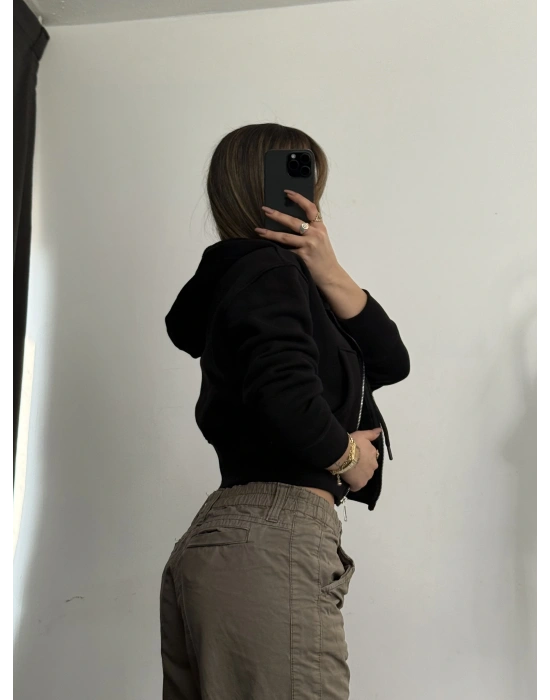 Sera Basic Şardonlu Hırka - Siyah