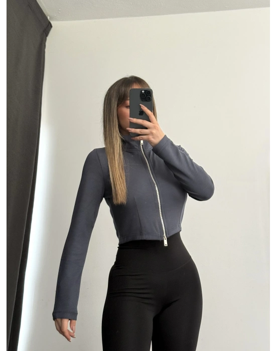 Shan Fermuarlı Hırka - Antrasit