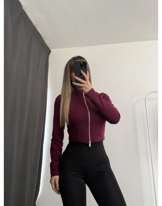 Shan Fermuarlı Hırka - Bordo